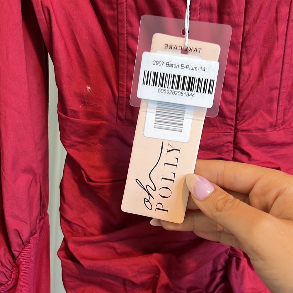 Oh Polly Red Strapless Ruched Bodycon Mini Dress - Picture 5 of 7